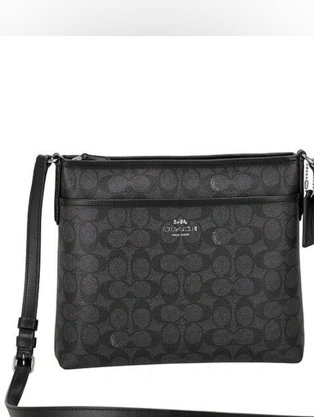 Coach Black & Gray Monogram Leather Crossbody Bag EUC